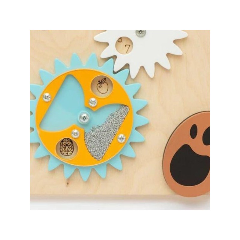 Tablero de actividades pequeño osito de madera - juguete infantil y puzle de pared Busykids