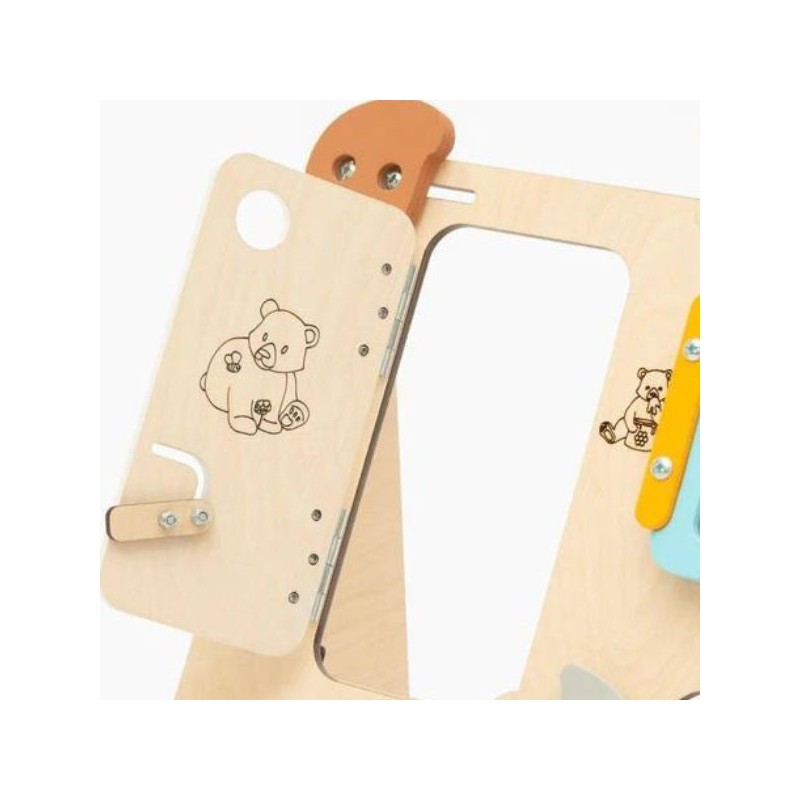 Tablero de actividades pequeño osito de madera - juguete infantil y puzle de pared Busykids