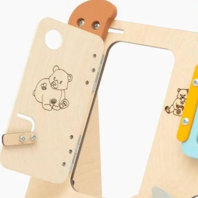 Tablero de actividades pequeño osito de madera - juguete infantil y puzle de pared Busykids