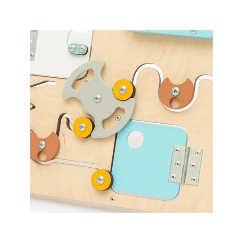 Tablero de actividades pequeño osito de madera - juguete infantil y puzle de pared Busykids
