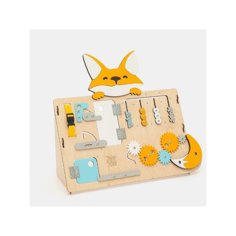 Tablero de actividades pequeño zorrito de madera - juguete infantil Busykids