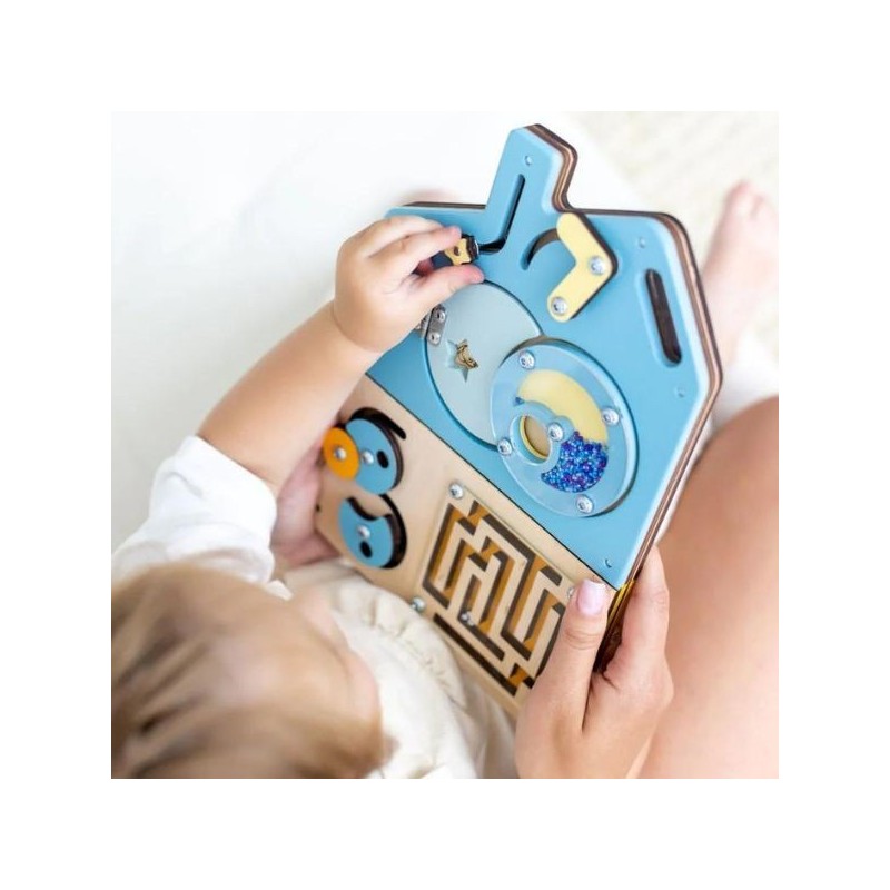 Tablero de actividades tamaño viaje - de madera - día y noche - juguete infantil Busykids