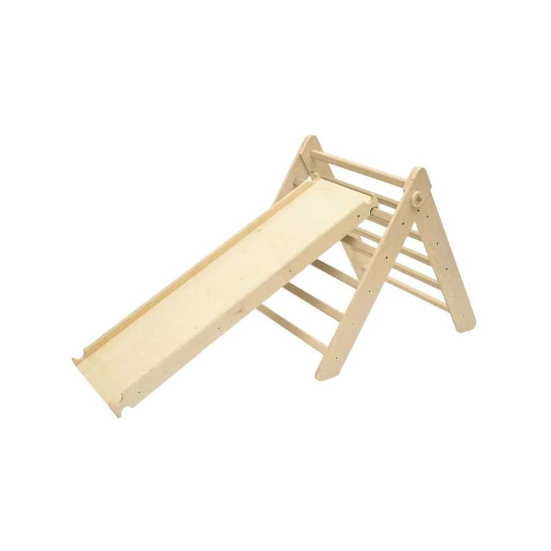 Triángulo Pikler y tobogán/escalera de madera - color madera natural Busykids