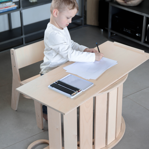 Balancín, silla y tobogán Pikler de madera - Juguete infantil motricidad gruesa y escritorio Busykids