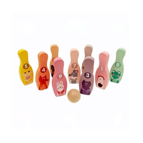 Bolos de madera de colores y animales Labores Bella 2