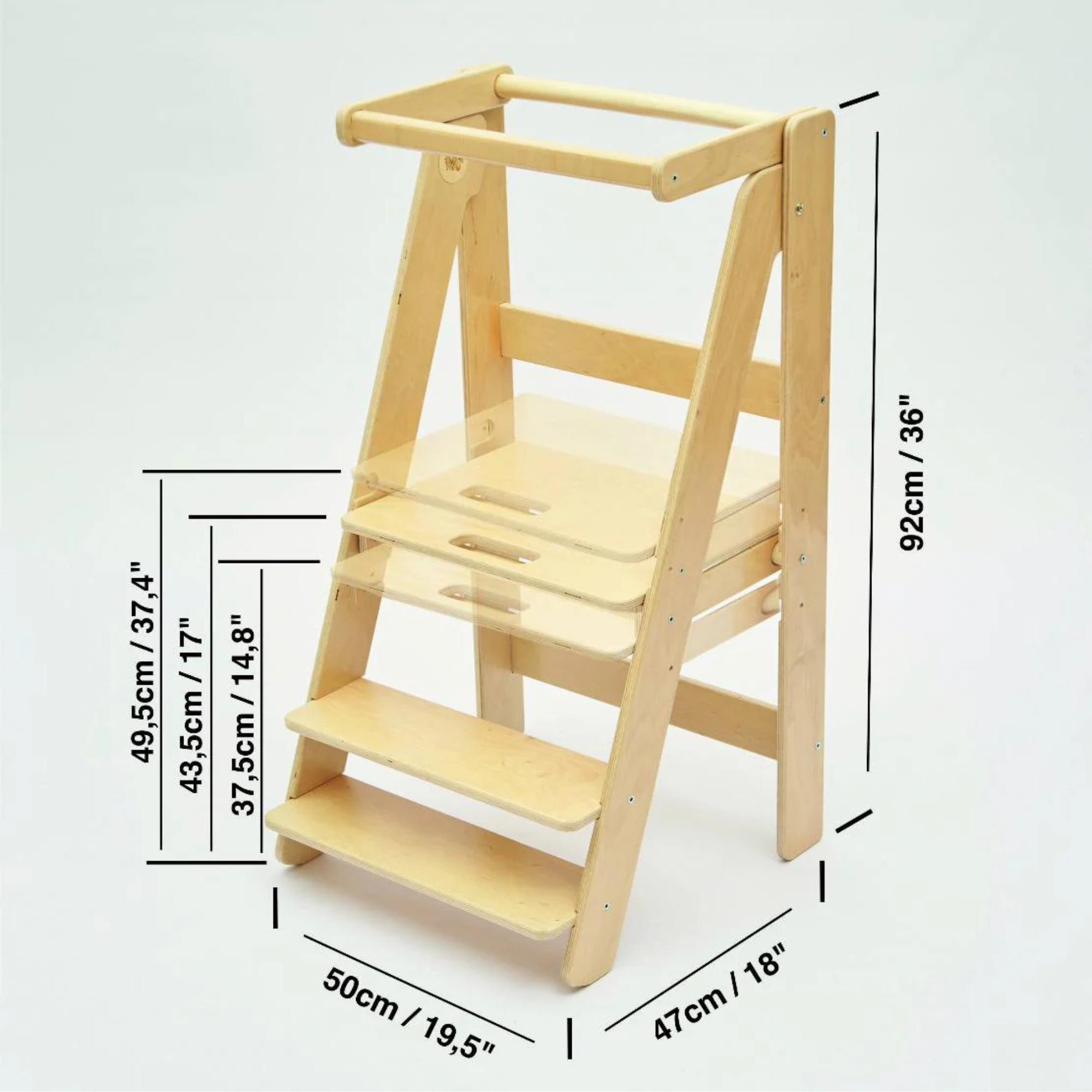 Torre De Aprendizaje Plegable Montessori Para Niños De 1 A 3 Años – Cocina Segura, Madera Natural, Fácil De Montar – Regala Independencia