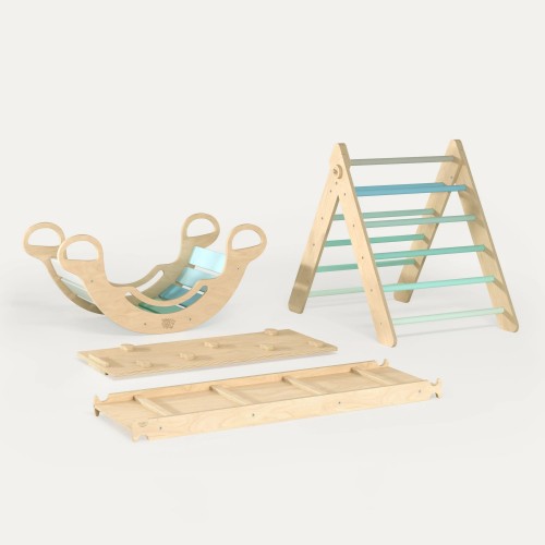 Set completo Triángulo, balancín, tobogán, escalera, rocódromo Pikler - juguete infantil Busykids