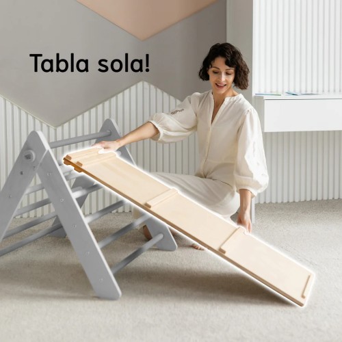 Gran tabla de doble cara de madera para triángulo Pikler - largo - tobogán y escalera - juguete infantil Busykids 2