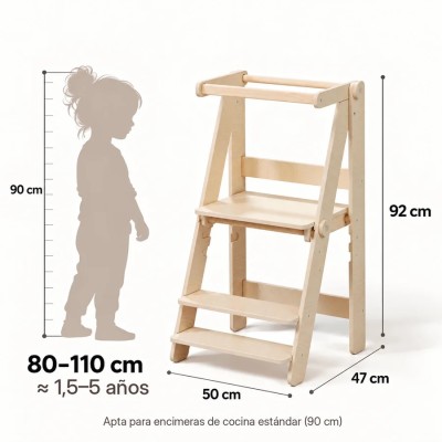 Torre de aprendizaje plegable de madera Montessori altura regulable
