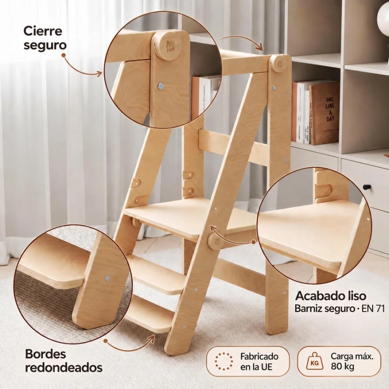 Torre de aprendizaje plegable de madera Montessori altura regulable