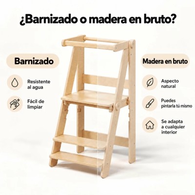 Torre de aprendizaje plegable de madera Montessori altura regulable