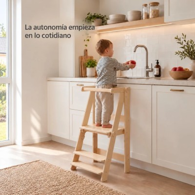 Torre de aprendizaje plegable de madera Montessori altura regulable