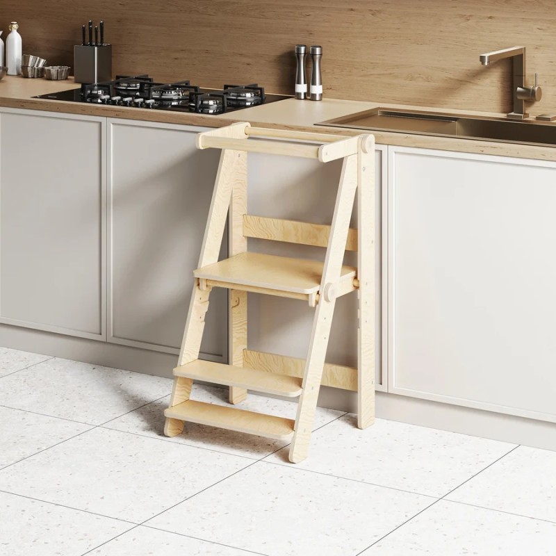 Torre de aprendizaje plegable de madera Montessori altura regulable