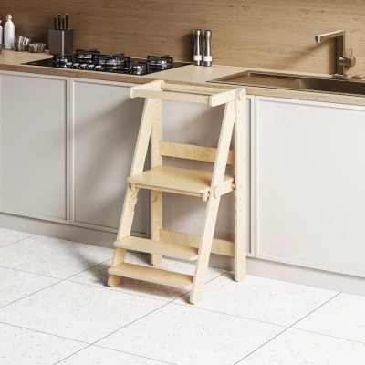 Torre de aprendizaje plegable de madera Montessori altura regulable