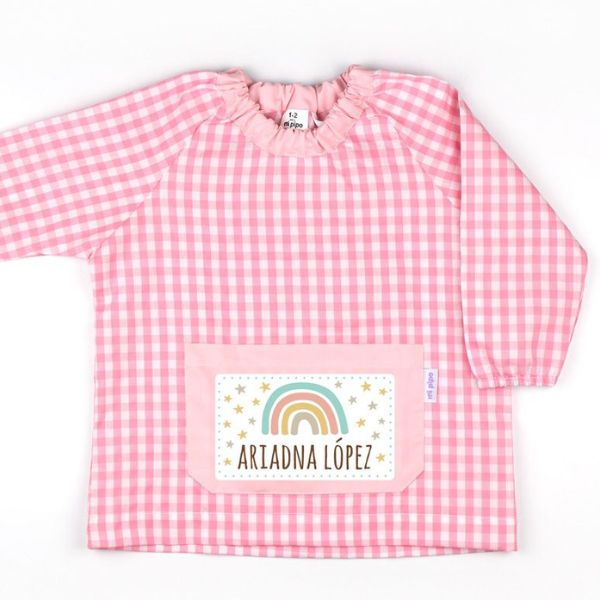 Una camisa a cuadros rosa y blanco con un arcoiris en ella, un holograma de Ada Gladys Killins, ganadora de un concurso de Pinterest, realismo mágico, perfecto en pixeles, adafruit, patrón repetitivo.