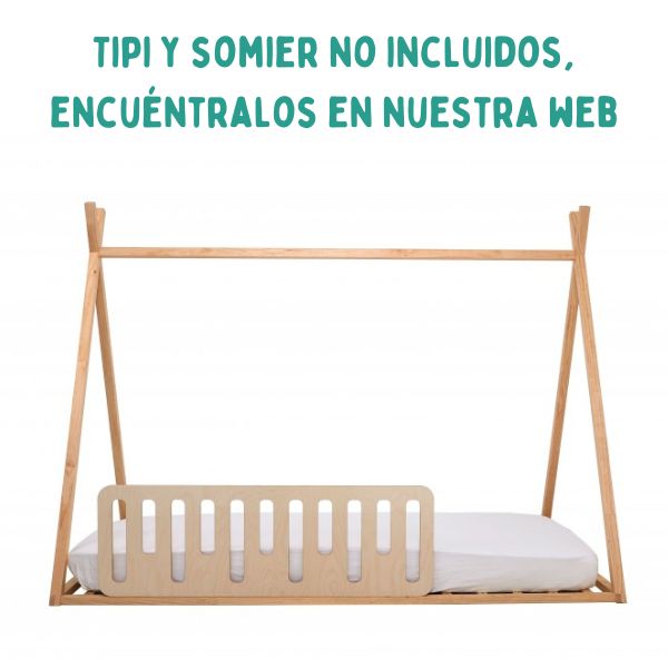 Barrera de cama infantil MOBO 40x120 - Albasia color natural | Seguridad y comodidad para tu peque