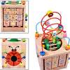 Cubo de Actividades infantil de Madera 6 en 1 - Juegos Laberinto, ábaco, reloj y bloques