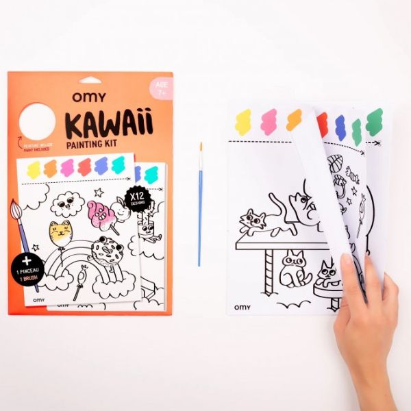 Kit OMY de pintura infantil para colorear a partir de 7 años con pincel y acuarelas