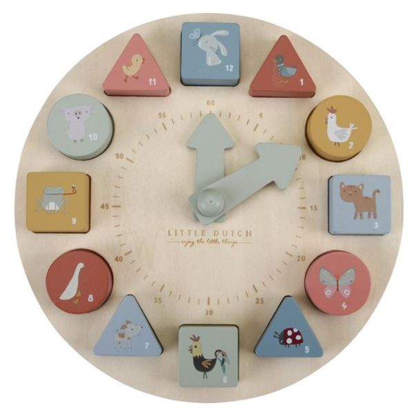 Puzle reloj infantil de madera con animales - Little Dutch