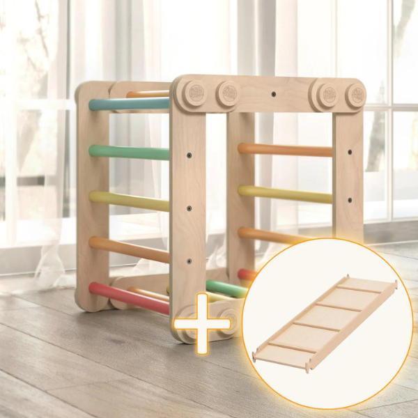 Set M con tobogán de Escalada Inclinable Infantil - obstáculos de madera