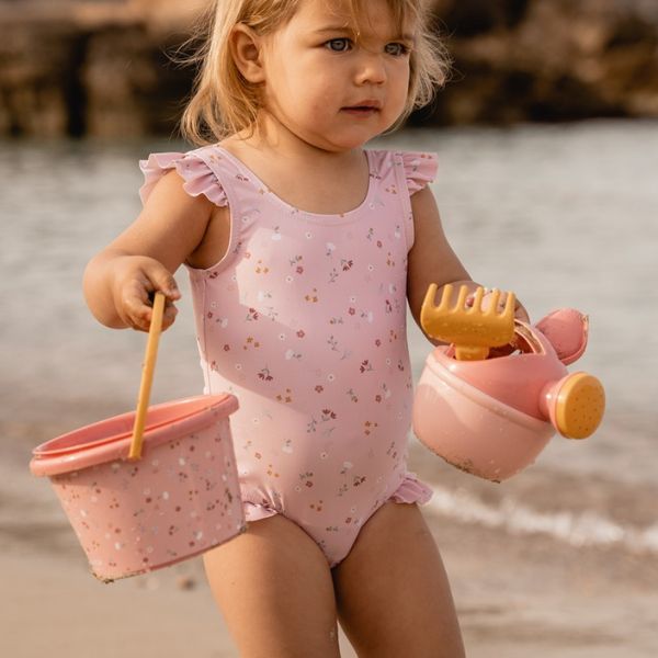 Set de playa infantil infantil 5 piezas Little Dutch - Regadera, pala, rastrillo, cubo y escurridor