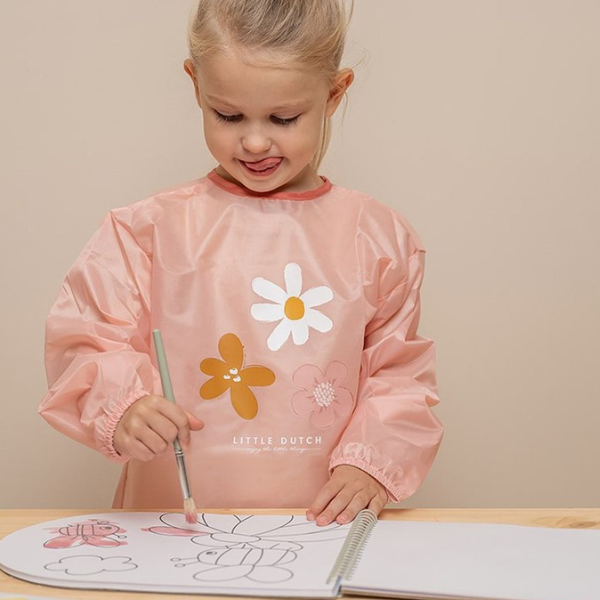 Bata impermeable infantil para pintar y colorear Little Dutch - Apron Flores & mariposas.