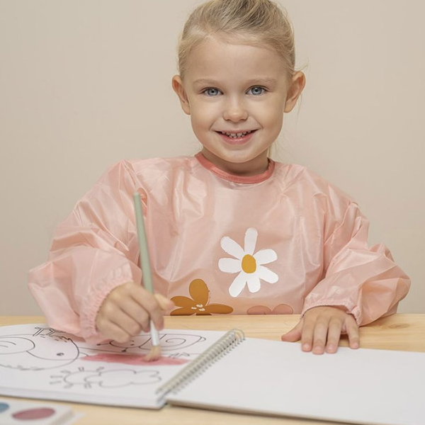 Bata impermeable infantil para pintar y colorear Little Dutch - Apron Flores & mariposas.