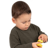 Un joven niño jugando con un juguete amarillo, una foto de stock por Francis Helps, Shutterstock, Cubismo, Angular, Foto de Stock, Foto de Stock.