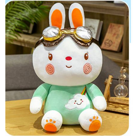 Un conejo blanco almohadillado con anteojos puestos en su cabeza, una foto de stock por Lü Ji, tendencia en deviantart, rayonismo, caprichoso, infernal, personaje.