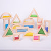 Un grupo de bloques de madera con distintas formas y colores, una escultura abstracta por Okuda Gensō, ganador de un concurso de Pinterest, arte ambiental, arte de juego 2D, arte académico, diorama.