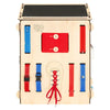 Una caja de madera con varios elementos adjuntos a ella, un rompecabezas de Bauhaus, que se destaca en dribble, constructivismo modular, Adafruit, paleta de colores ricos, constructivismo.