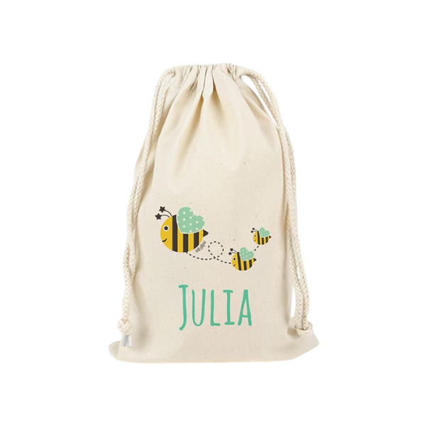 Una bolsa de dibujos con dos abejas en ella, un bordado en punto de cruz por Annabel Kidston, ganador del concurso de Pinterest, movimiento de artes y artesanías, #myportfolio, ganador del concurso, caprichoso.