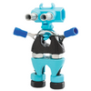 Cargar imagen en el visor de la galería, Una figura de robot azul sosteniendo un par de tijeras, un retrato de personaje por Rube Goldberg, ganador de concurso de Behance, Pop Surrealismo, Adafruit, hecha de goma, filtro Sabattier.