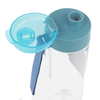 Una botella de agua con una tapa azul sobre un fondo blanco, una foto de stock por Karl Gerstner, destacada en dribble, plasticien, filtro sabattier, hecha de plástico, skeuomórfica.