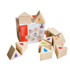 Load image into Gallery viewer, Un juego de bloques de madera con una caja de bloques, un rompecabezas de Coppo di Marcovaldo, presentado en dribble, constructivismo modular, composición dinámica, angular, hecho de cartón.