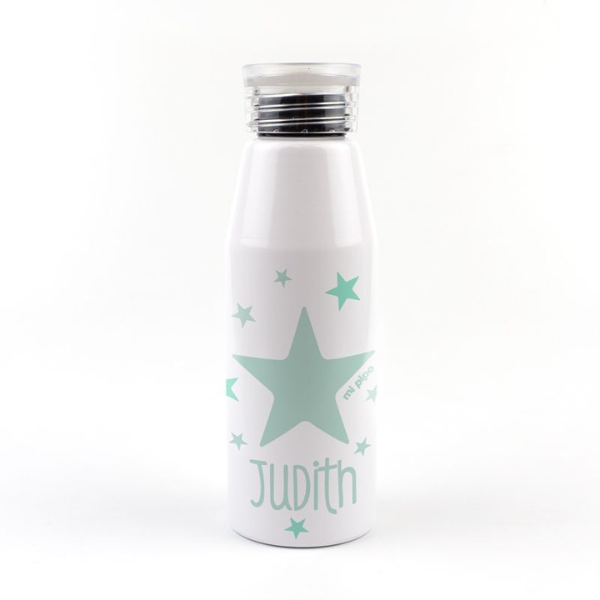 Una botella blanca con una estrella verde en ella, una foto de stock de Juriaen van Streeck, destacada en Shutterstock, movimiento kitsch, licencia de Creative Commons Atribución, fantástico, holográfico.