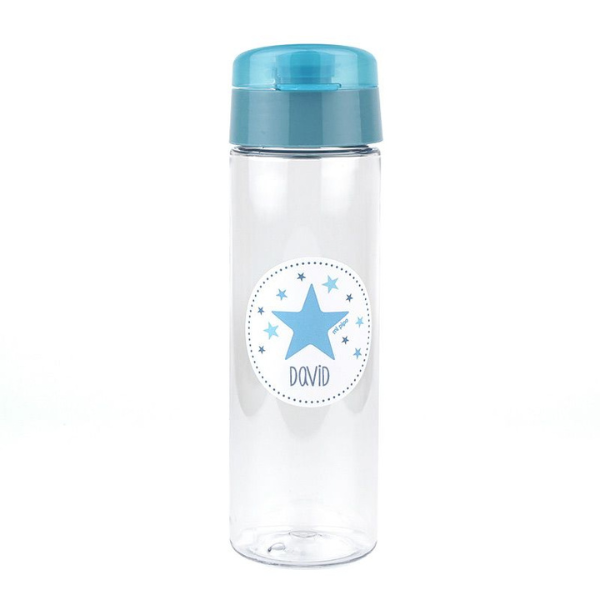 Una botella de agua clara y azul con una tapa azul, un holograma de An Gyeon, Pixiv, plasticien, DeviantArt HD, Pixiv, Alta Definición.
