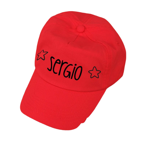 Una gorra roja con la palabra "sergio" escrita en ella, una representación digital por Correggio, Instagram, Rasquache, fotocollage, photoilustración, hiperrealista.