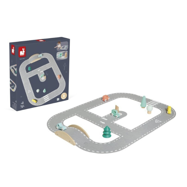 Un juego de juguetes con una carretera y coches, un rompecabezas de Rube Goldberg, destacado en polycount, cubo-futurismo, arte de juego en 2D, captura de pantalla de PlayStation 5, circuitos.