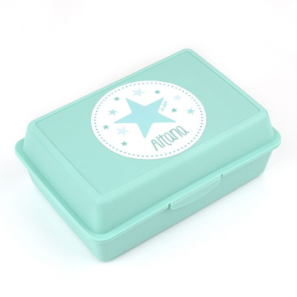 Una caja de almuerzo de color verde menta con una estrella blanca en ella, un pastel de An Gyeon, Pixiv, Movimiento Kitsch, Pixiv, Foto de Stock, Foto de Stock.