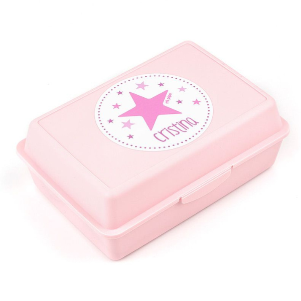 Una caja de almuerzo rosada con una estrella rosada, un pastel de Eden Box, CG Society, Remodernismo, extremadamente género, Criterion Collection, femenino.