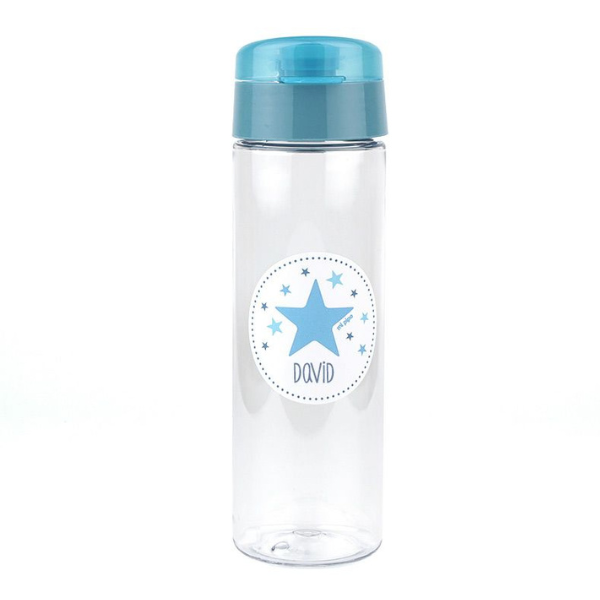 Una botella de agua clara con una tapa azul, un holograma de An Gyeon, pixiv, plasticien, booru, pixiv, foto de stock