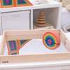 Carregar imagem no visualizador da galeria, Un conjunto de juguetes de madera para niños con un diseño de arcoíris, una escultura abstracta por Okuda Gensō, ganador del concurso de Pinterest, arte cinético, trazado de rayos, arte en Instagram, renderizado basado en física.