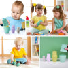 Un collage de fotos de niños jugando con juguetes, una escultura abstracta de Keos Masons, destacada en dribble, plasticien, stockphoto, patrón repetitivo, foto de stock.