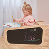 Una pequeña niña sentada en una caja de juguete de madera, un dibujo de un niño de Ottilie Maclaren Wallace, presentado en dribble, lyco art, dibujo infantil, ilustración de cuento de hadas, arte con tiza.