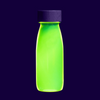 Una botella de plástico de color verde neón con una tapa negra, una foto de stock de Marina Abramović, destacada en dribble, minimalismo, bioluminiscencia, iridiscencia, minimalista.