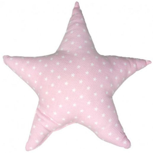 Una almohada con estrella rosa con estrellas blancas encima, un pasado de Annabel Kidston, ganador del concurso de Pinterest, movimiento kitsch, patrón repetitivo, pixel perfecto, hecho de cuentas y hilo.