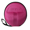 Una funda rosada redonda con una correa negra, una pantalla de seda por An Gyeon, ganador del concurso de Behance, plástico, lente fisheye, lente telefoto, lente gran angular.