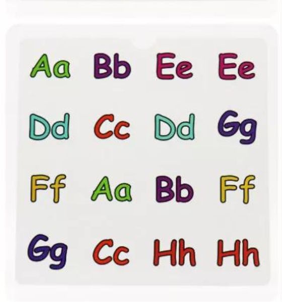 Un pegatin con las letras del alfabeto, un dibujo de un niño por Toyen, pexels, letterismo, patrón repetitivo, dibujo de niño, licencia de Creative Commons Attribution.